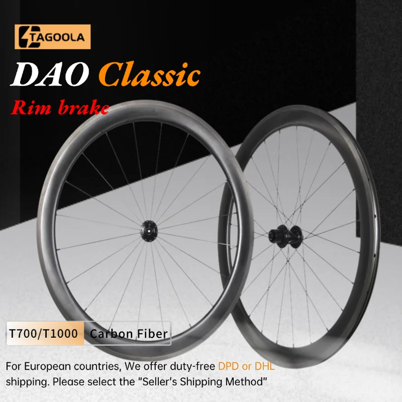 2024 DAO Classic Carbon Wheelset Rim Brake Tubeless Ready 700C Bike Wheels HTG Rim Brake 3 Pawl Hub 50X28MM Rim Pillar 1423