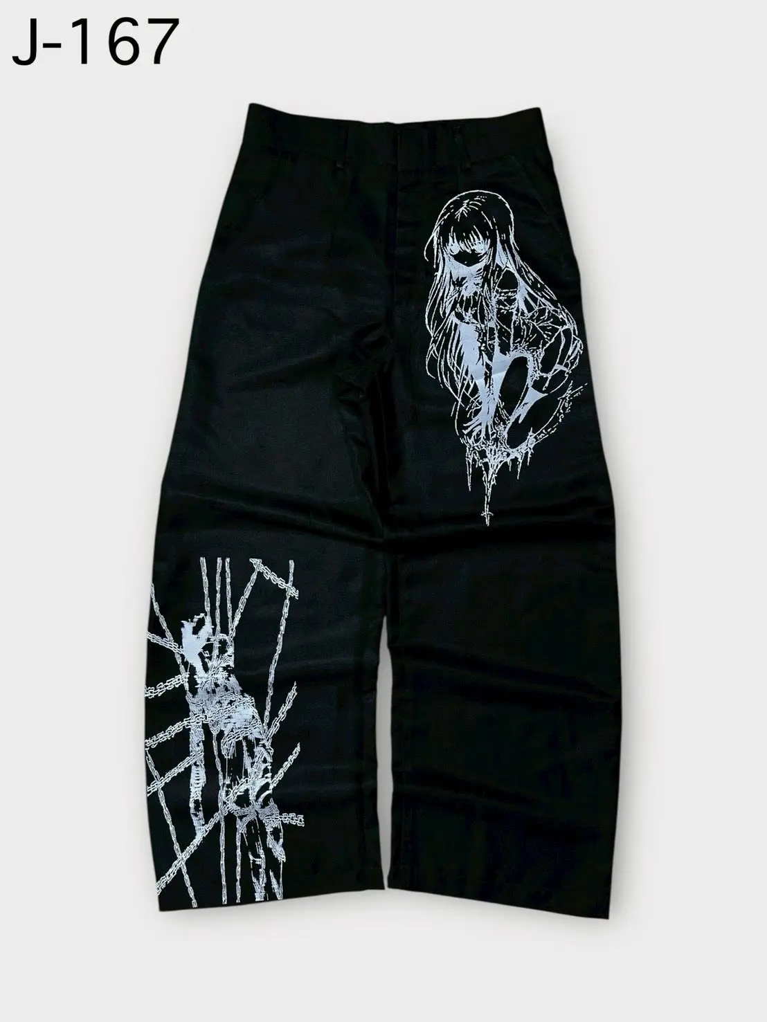 Y2K Dark Gothic Death Print Baggy Jeans Unisex Streetwear Wide Leg Denim Pants Harajuku Hip Hop Loose Fit view 3