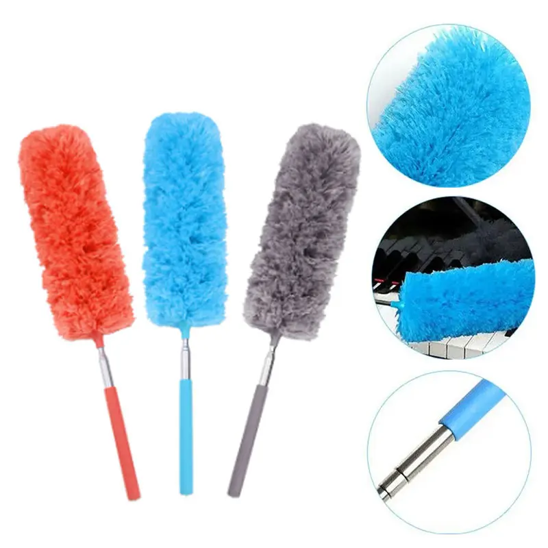 Cepillo para limpiar el polvo, cepillo extensible de acero inoxidable con mango largo, Mini cepillo duradero y lavable, 1 ud.