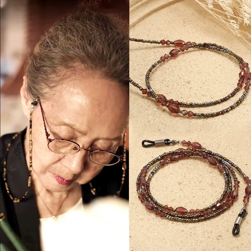 Vintage Handmade Glasses Chain for Women Sunglasses, Reading Glasses for Middle-aged and Elderly, Anti-slip and Drop-proof Strap