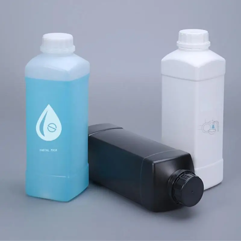 Empty Square plastic bottle with lid Food Grade HDPE container shampoo Lotion paint refillable bottle