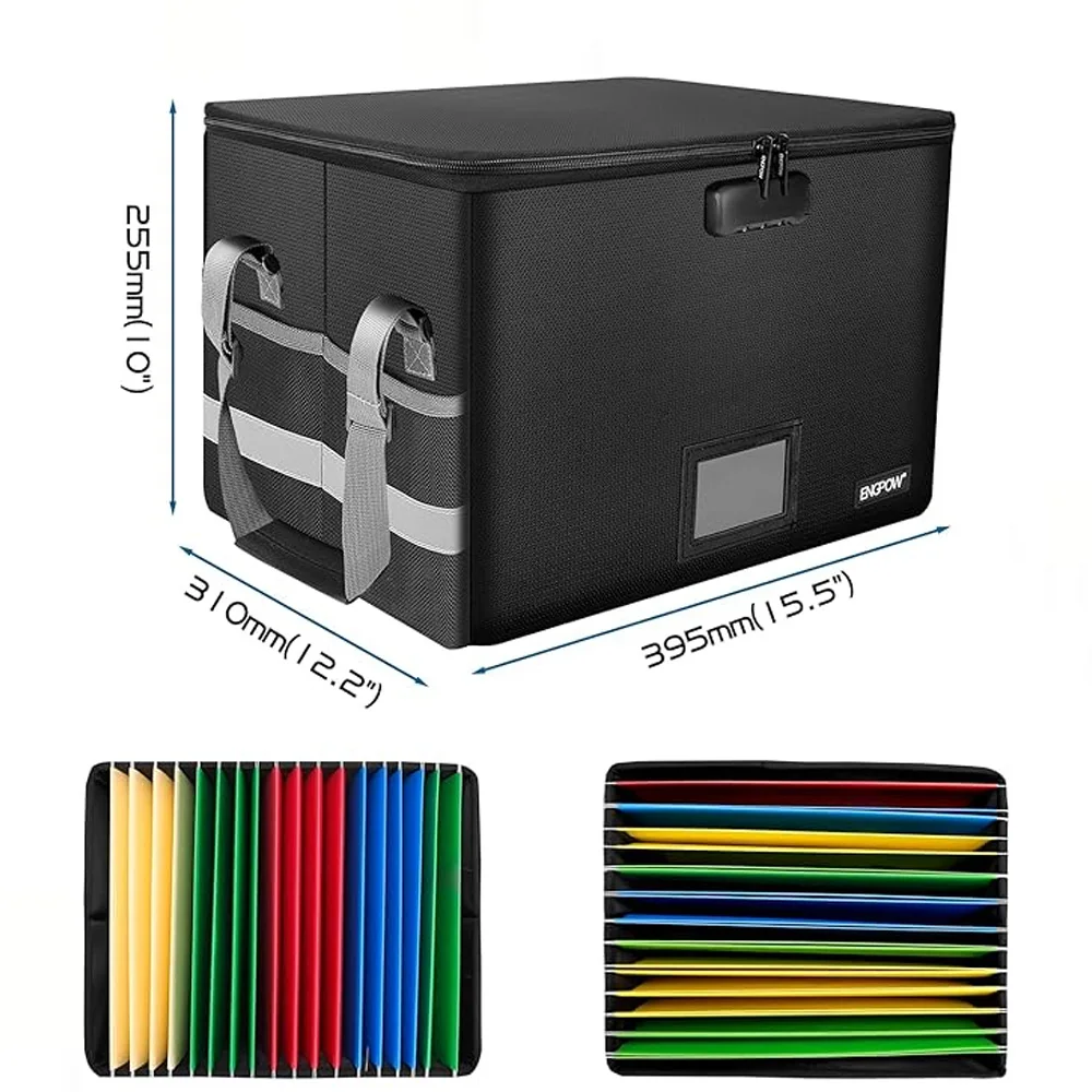 Fireproof Waterproof File Organizer Bax Large Capacity Storage Important Items with Combination Lock for Home Office Dormitory