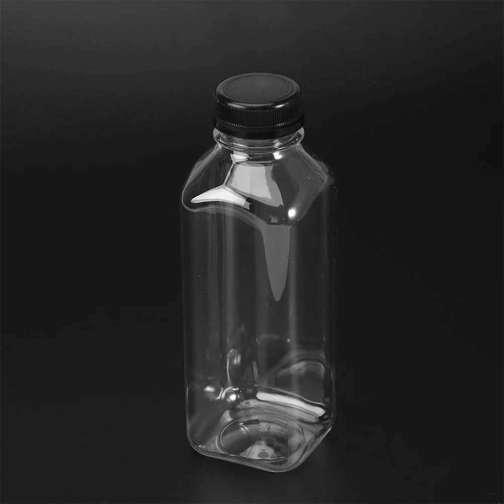 

6Pcs Storage Empty Bottles Clear Pet Plastic Containers Black Lids Perfect for Juice Water Drink Bottle Jars Storage Favor Jars