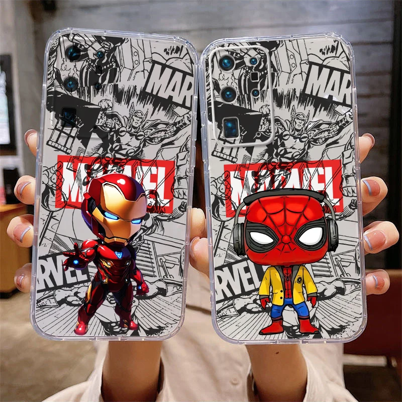 Marvel Iron Man Spiderman Phone Case For Huawei P50 P50E P40 P30 P20 PRO LITE 5G P Smart Z S 2021 Liquid Silicone Cover