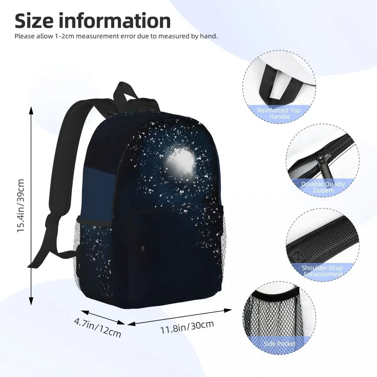 Moonlit Sky Backpacks Teenager Bookbag Fashion Children School Bags Laptop Rucksack Shoulder Bag Large Capacity