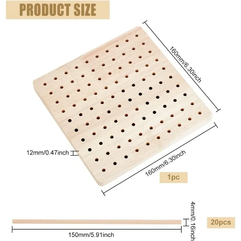 1 Bag 6.3x6.3 Inch Crochet Blocking Board Square Wooden Blocking Board with 20pcs 5.9