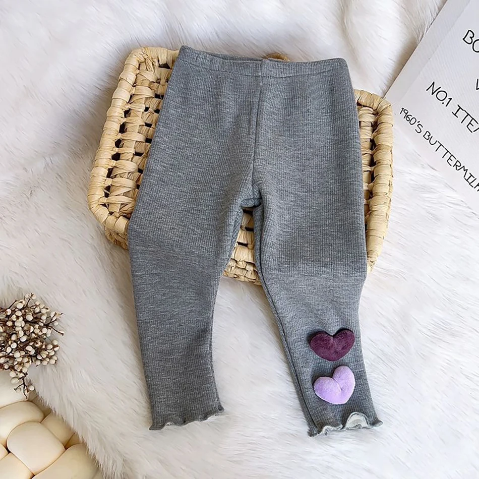 الفتيات الشتاء صوف مبطن السراويل الكورية موضة القلب طباعة سليم صالح السراويل الحرارية للطفل طفل أطفال أبلى طماق الدافئة #3