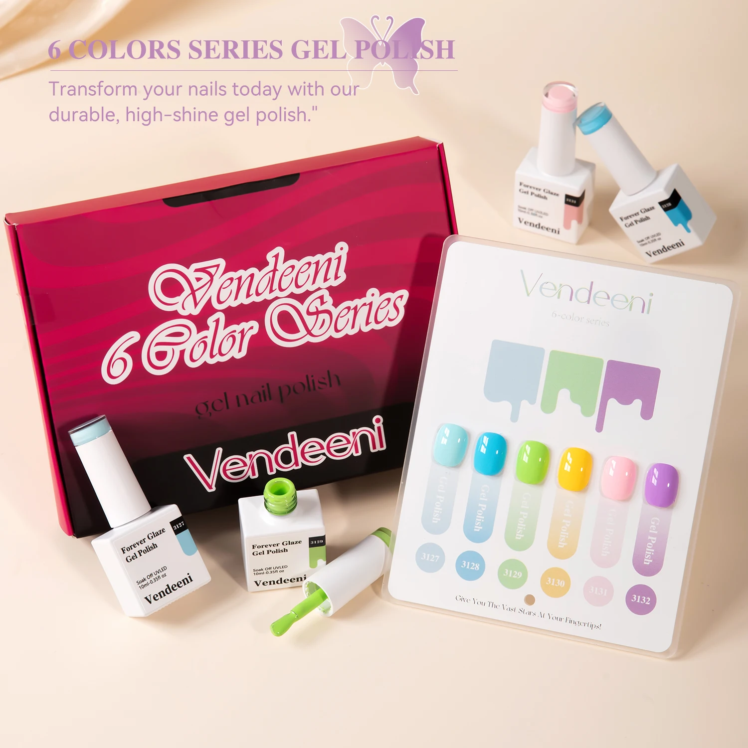 Vendeeni المهنية مسمار المورد عينة مجانية خدمة 6 ألوان هلام مسمار البولندية جمع TPO هيما الحرة OEM مخصص هلام البولندية #6