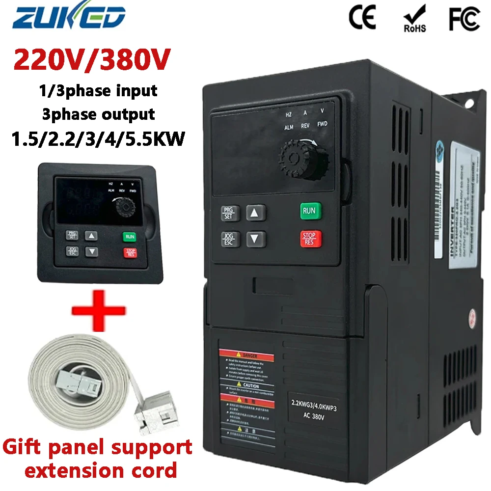 220V380V pro VFD Variable Frequency Drive Converter Inverter 1.5/2.2/3/4/5.5KW 220v 3-phase Motor Speed Controller