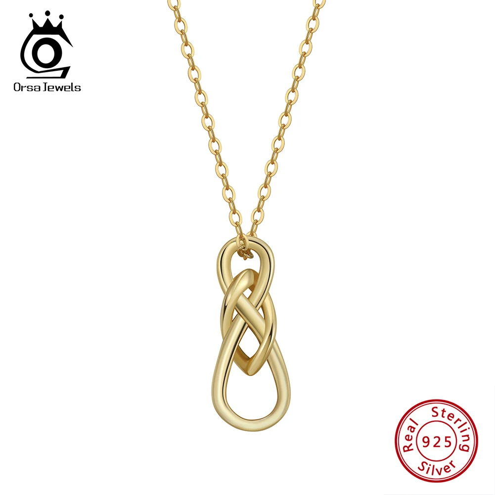 

ORSA JEWELS Genuine Vintage Magic Knot Pendant Necklace 925 Sterling Silver for Women Fashion Neck Chain Jewelry Gift SAPN41