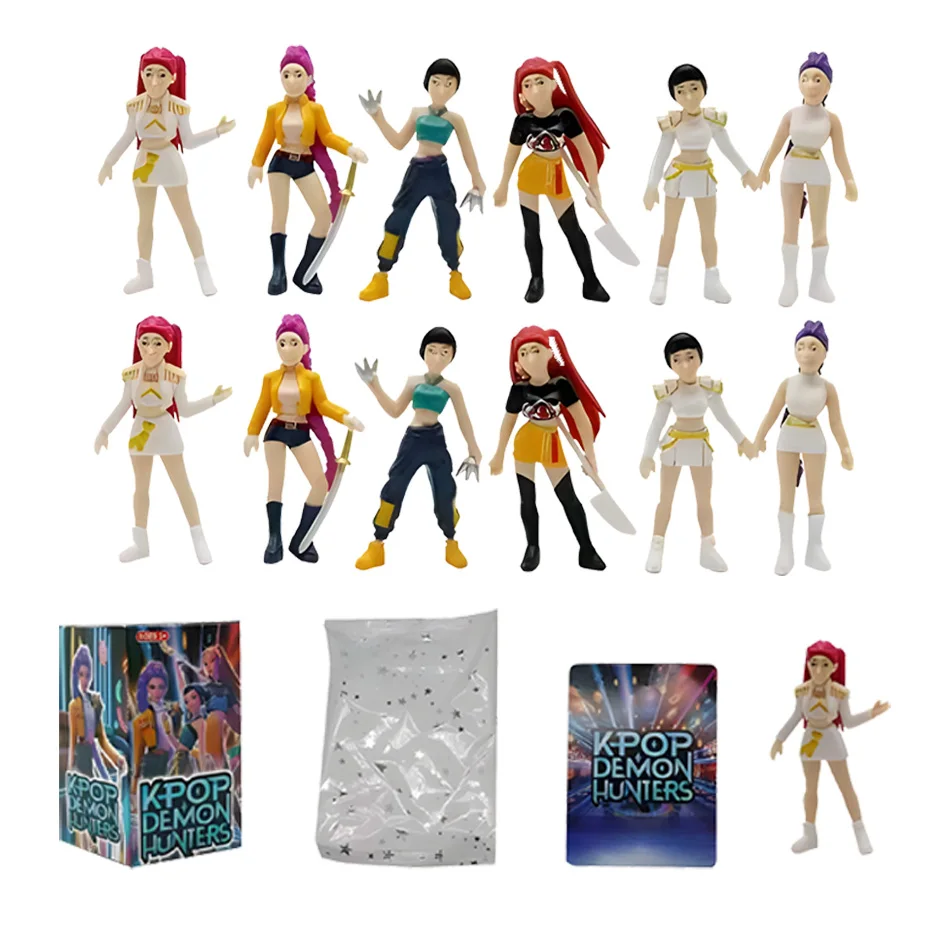 12 Uds. Conjunto de caja ciega Kawaii Hunter Girl Group figuras coleccionables Rumi Mira Zoey Jinu bolsa de peluche juguetes 2-4,5 pulgadas para fiesta