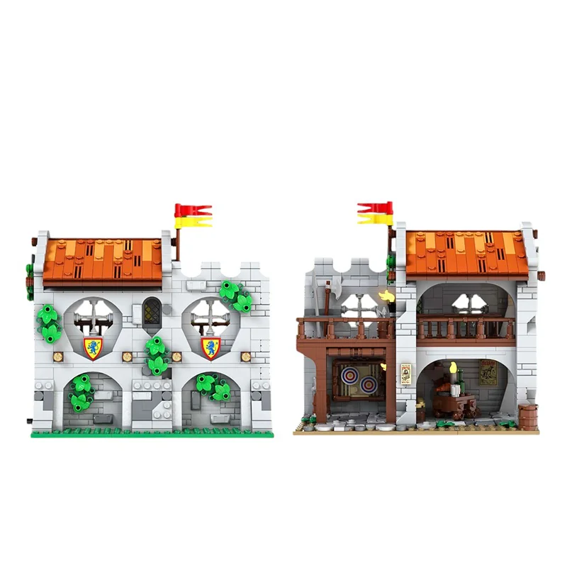 MOC Model budynku średniowieczny zamek seria DIY montaż rzeźniczy kąt klocki zabawki dla dzieci prezent na boże narodzenie