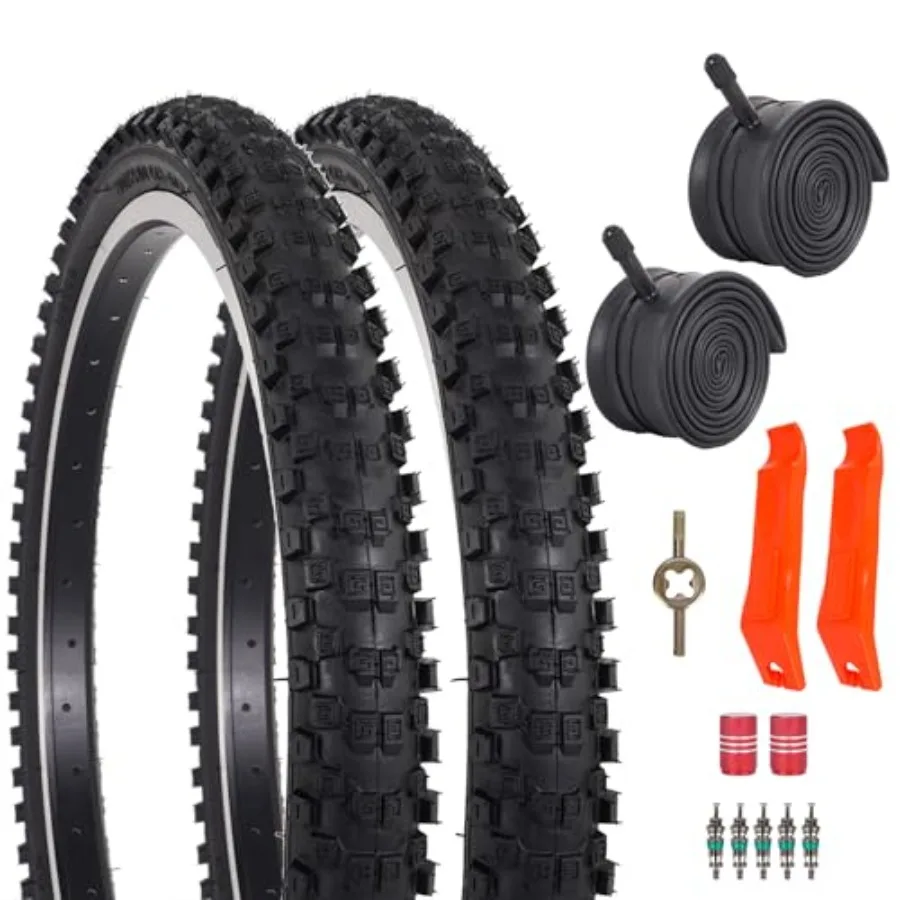 

2 Pack 20x2.10 Folding Bicycle Tires Replacement and Pair 20 Inch Inner Tubes Schrader Valve with Tire Levers