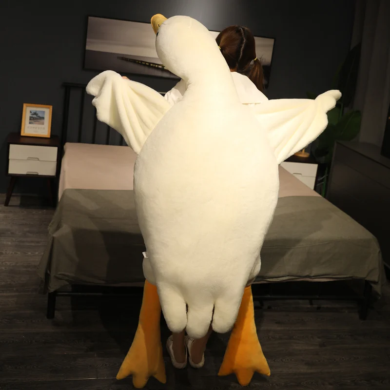 50-190cm Kawaii Giant Goose Plush Toy Big White Duck Cuddly Stuffed Animal Soft Doll Sleep Pillow Sofa Cushion Birthday Gift Kid