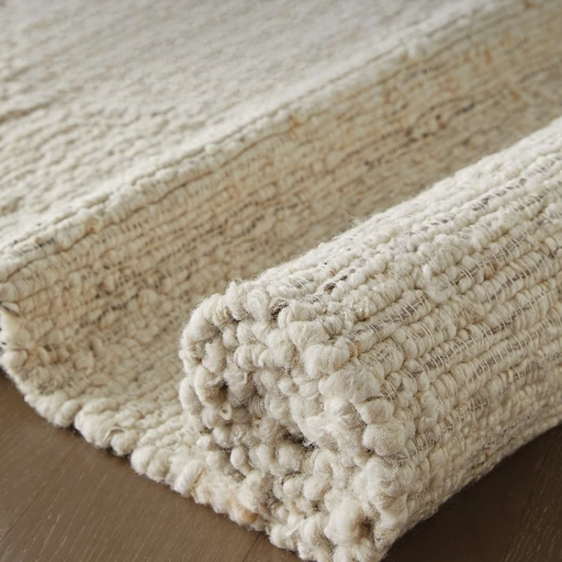 

French cream style premium hand-woven wool rug disposable erasable non-glue art niche living room rug