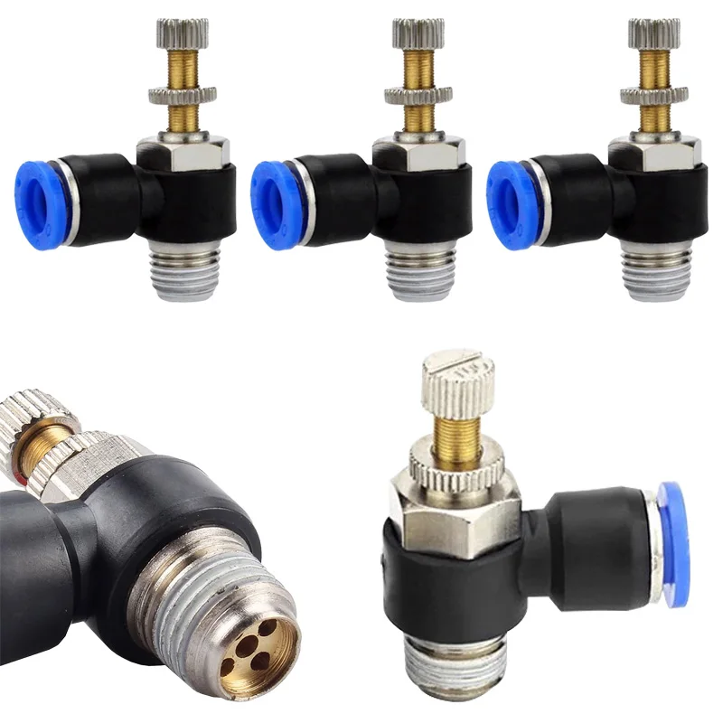 

5Pcs 4/6/8/10/12mm SL Pneumatic Air Connector 1/8 "1/4" 3/8 "1/2" Water Air Hose Male Thread Elbow Pneumatic Fitting