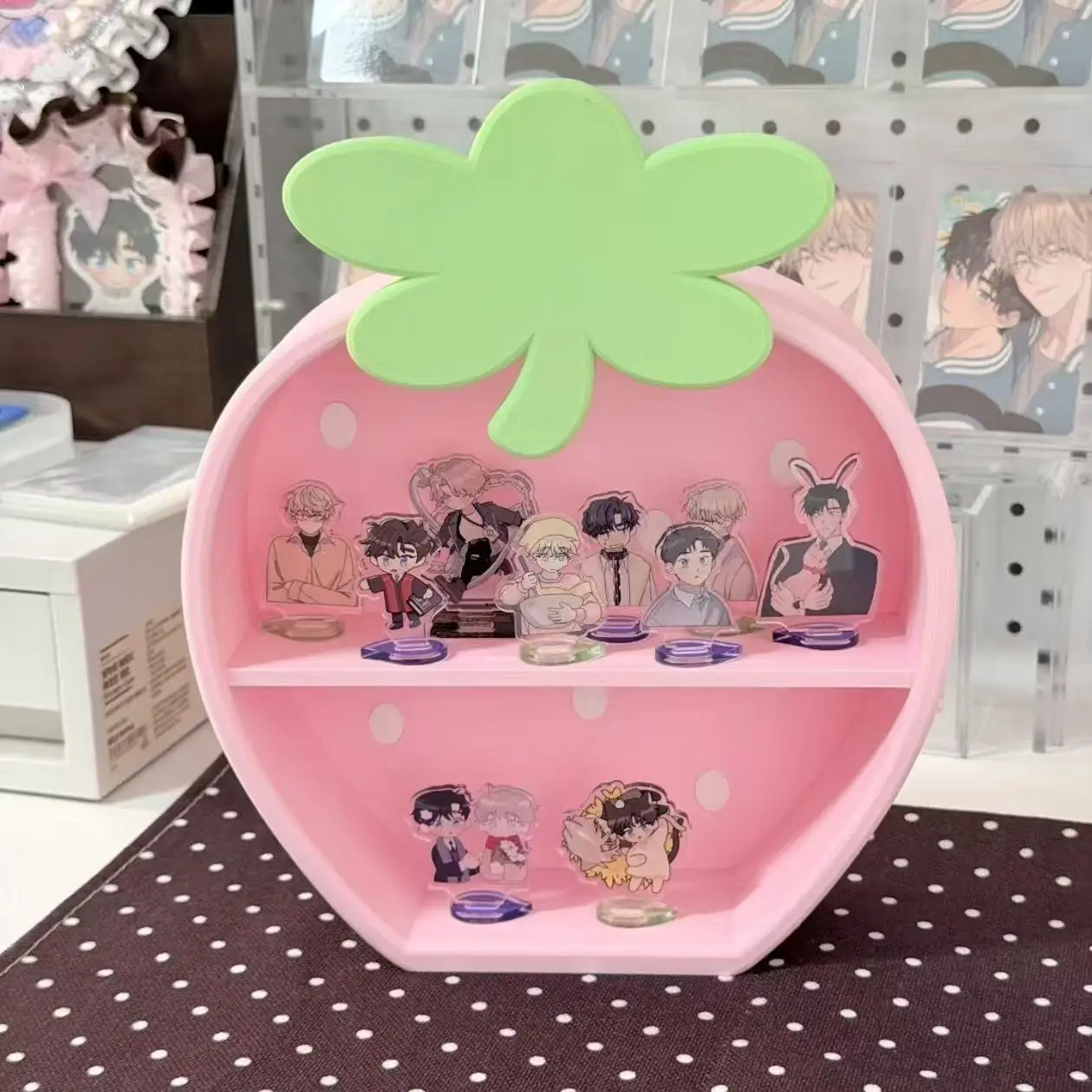 New Cute 3D Printed Storage Box Girly Cute Strawberry Storage Desktop Organizer Blind Box Doll Display Rack Decoration Cute Gift