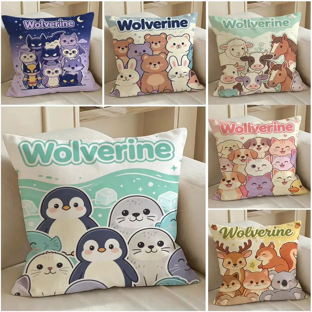 Character Wolverine Cushion Cover Pillow Short Plush Warm CreamStylel Cushion for Living Room Bedroom Sofa Ideal for Gifting