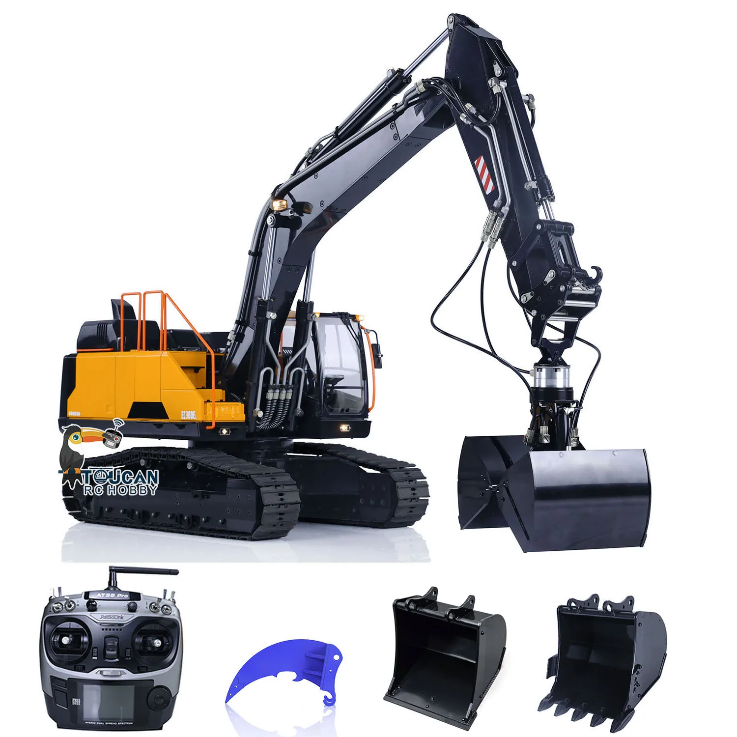 1/14 โลหะไฮดรอลิก RC Excavator รีโมทคอนโทรล Earth Digger EC380 ทาสีประกอบรถบรรทุกก่อสร้างรถยนต์รุ่น TH22520