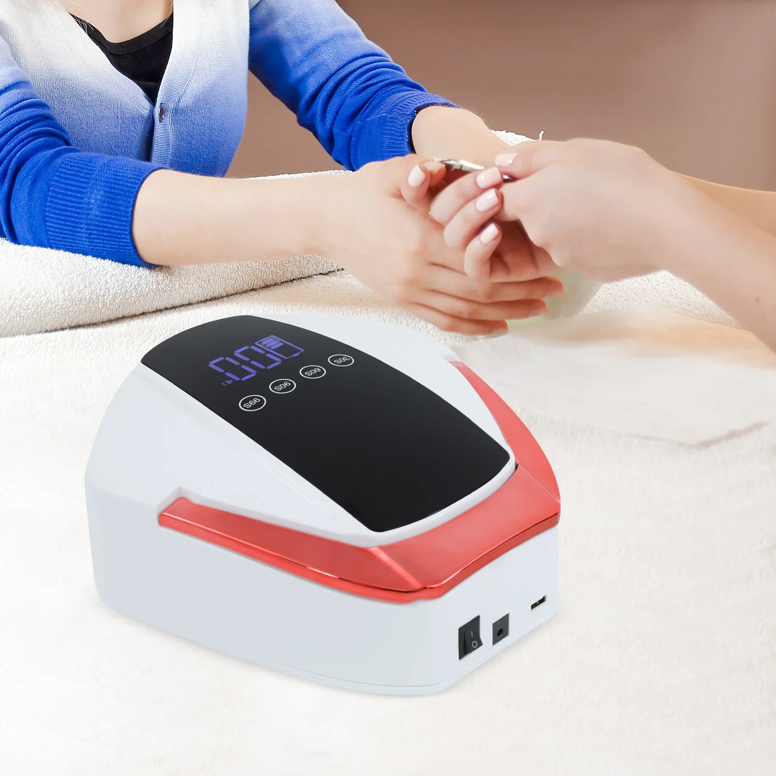 

96W ABS Rechargeable Nail Lamp,White Red Black Automatic Sensor UV LED Nail Dryer ,Tabletop24*27*9cm for Home,Nail Stores