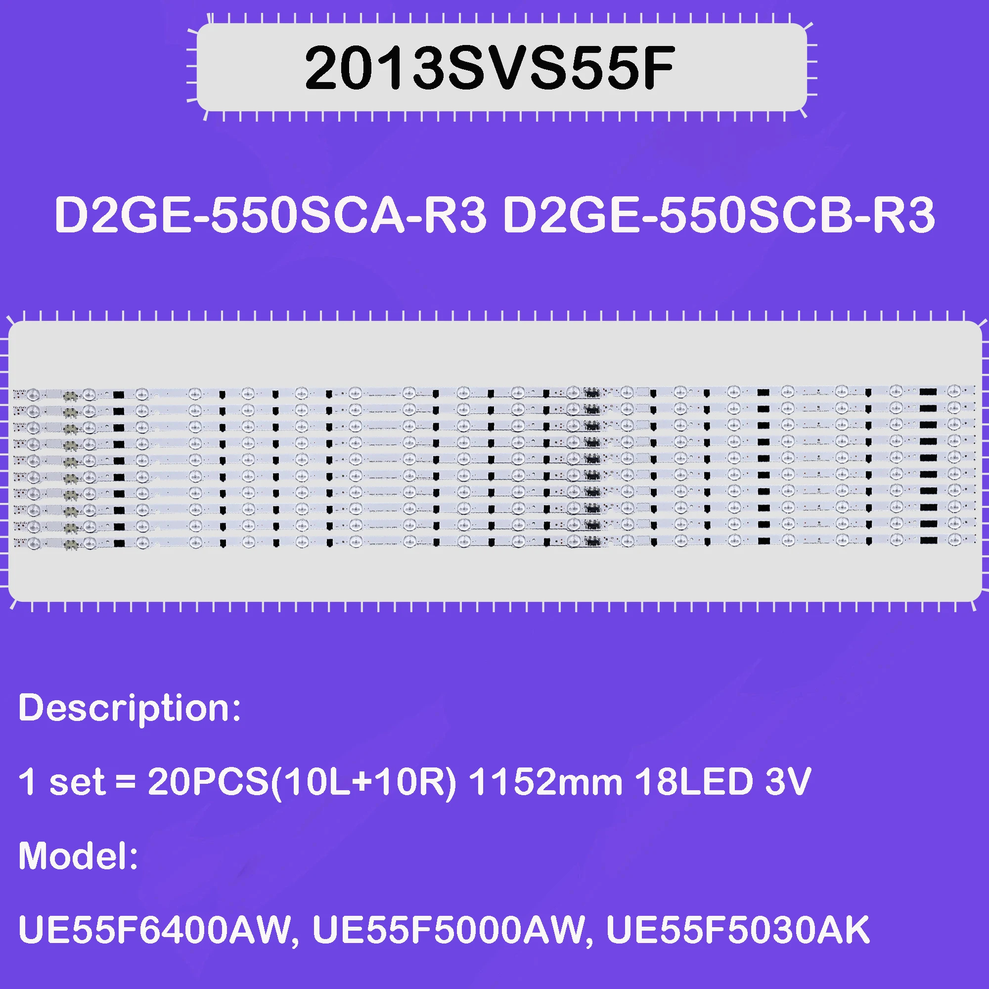 LED-Hintergrundbeleuchtungsstreifen für UE55F6410AW UE55F6400AK E55F6410AK UE55F6400AW UE55f6745, UE55F6750 UE55f6755 UE55f6770 UE55F6800