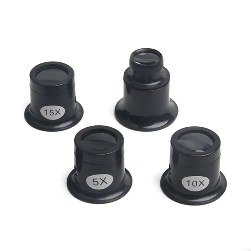 U1jb 4 pçs joalheiros lupa portátil monocular lupa olho loopmagnifier relógio reparação 5x10x 15x 20x