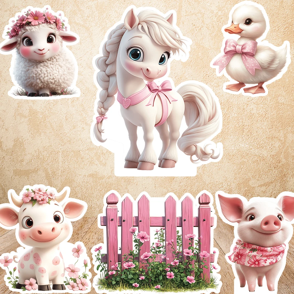 60 cm/90 cm Rosa Animal de granja recorte Rosa Pony niña Baby Shower telón de fondo Tractor cerdo vaca cumpleaños accesorios de pie tablero Kt