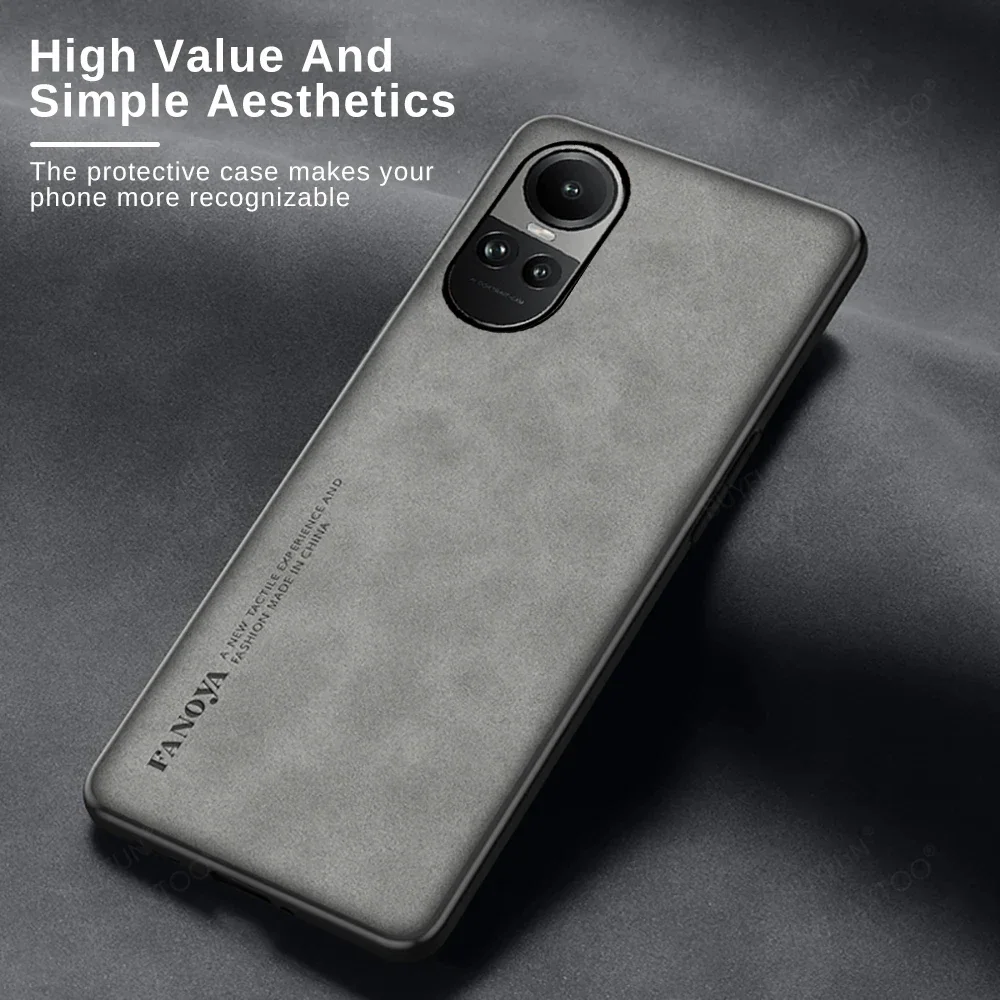 Protective Case Oppo Reno 10 5g Luxury Matte Leather Back Cover Coque for OPPO Reno10 Pro Shell Protection Back Fundas