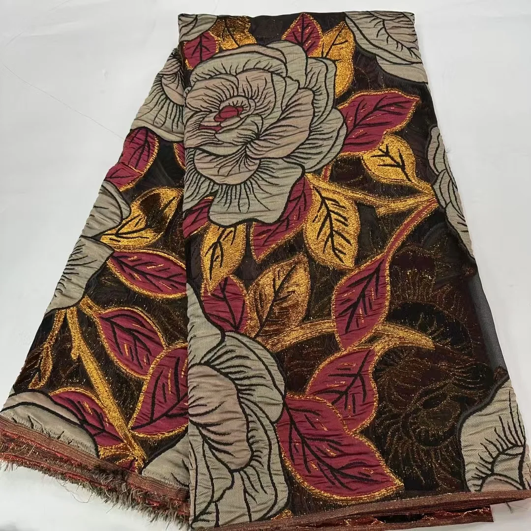 

High Quality African Nigerian Tulle Lace Fabric Organza Embroidery Guipure Brocade Jacquard Wedding Dresses Party AJ6364