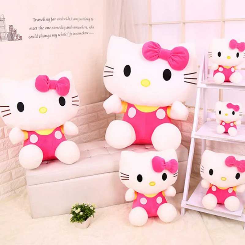 Sanrio-muñecos de peluche de Hello Kitty para niñas, peluches Kawaii de 25Cm, decoración del hogar, regalo de cumpleaños