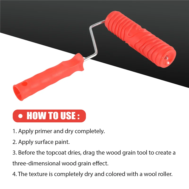 -AT37 Wood Grain Tools, 4Pcs Wood Grain Roller Painting Tools Texture Pattern With Handles Texture Tool Paint,For Wall Room