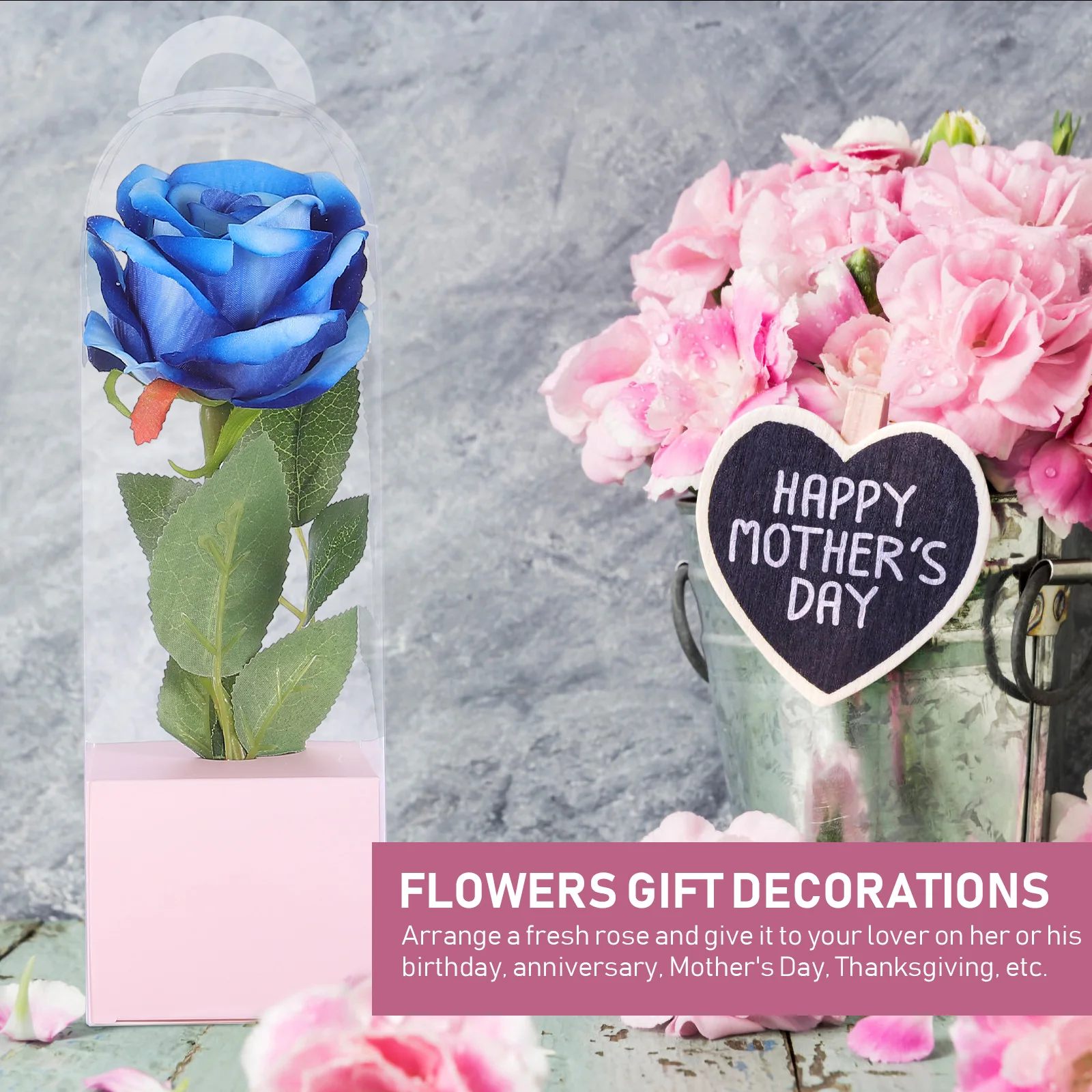 

2 Pcs Pink Transparent Rose Boxes H for Gifts PVC Flower Packing Containers Wedding Florist Packaging Supplies