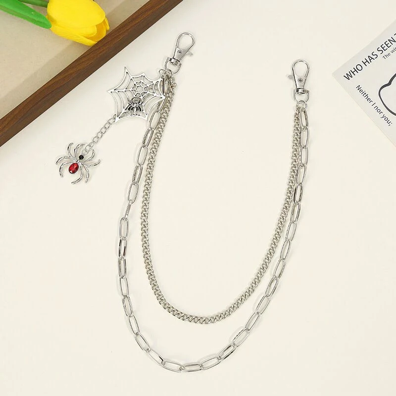 

Модная универсальная металлическая подвеска в стиле панк с паутиной, цепочка для брюк, многослойная цепочка в стиле хип-хоп, украшение для джинсов, поясные цепочки, подарки