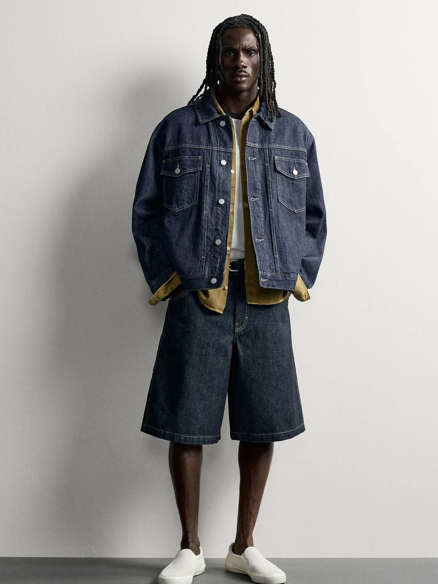 Retro Style Loose Fit Long Sleeve Button up Collar Denim Jacket New Autumn Men's Fashion Polyester Fiber 100% Regular Length