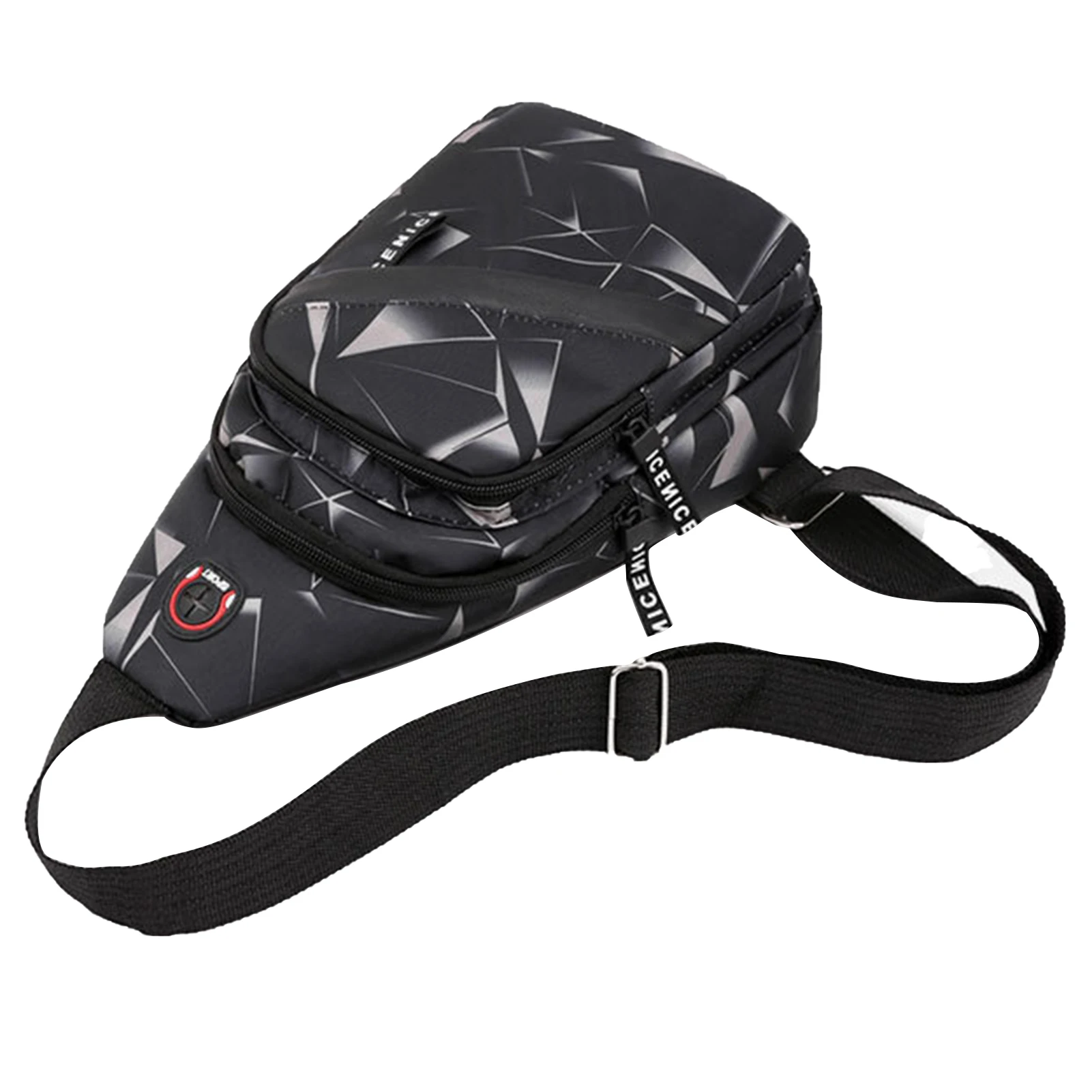 Portable Men Sling Backpack Chest Crossbody Bag Waterproof Gym Cycling Running Bag With Earphone Hole Adjustable Shoulder Strap