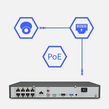 ANNKE POE IP 카메라용 NVR 네트워크 비디오 녹음기, P2P 클라우드 기능, 플러그 앤 플레이, 8CH, 8MP