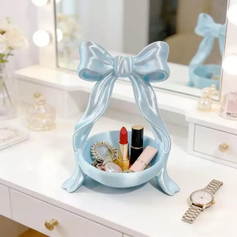 1 Stück Luxus-Make-up-Organizer, 3D-gedrucktes Desktop-Dekorationsstück, Ins-Schmuck-Displaybox, Schleifen-Aufbewahrungsbox – Detail 5
