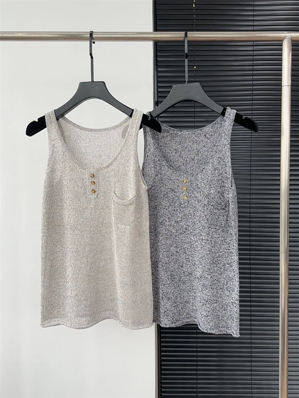 

2026 Spring/Summer New Clothes U-Neck Sleeveless Pocket Casual Versatile Knit Vest Top for Women
