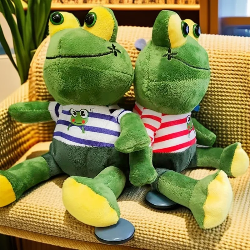 28CM Cartoon Striped Cute New Frog Plush Toy Kawaii Big Eye Frog Dollsperfect for Children's Festival Birthday Gifts