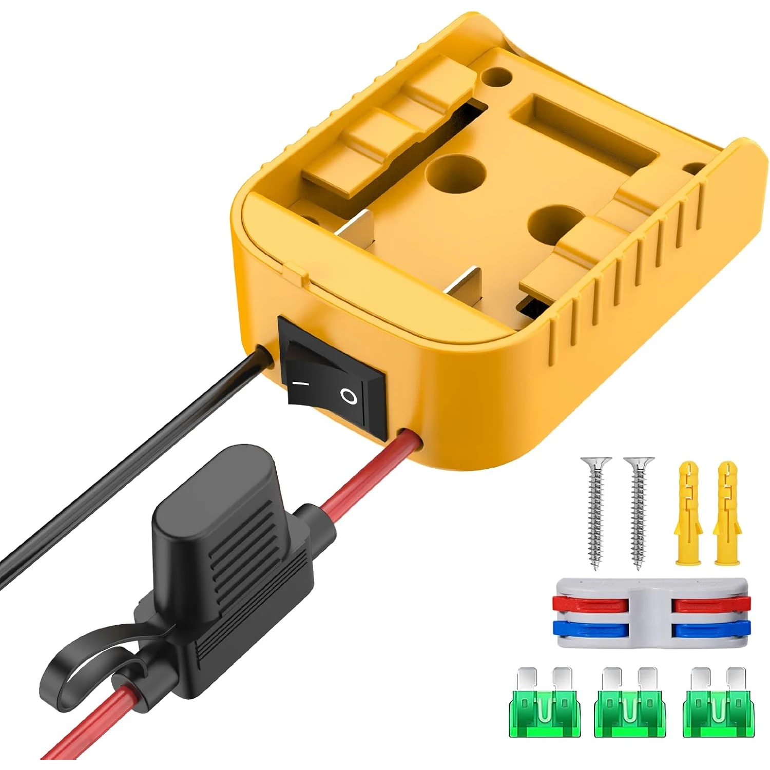 Für Dewalt Batterie 18/20 V, Adapter Power Wheel Batterie Konverter Kit mit Sicherungen & Kabelklemmen & 12AWG Draht für DIY RC Auto – Detail 1