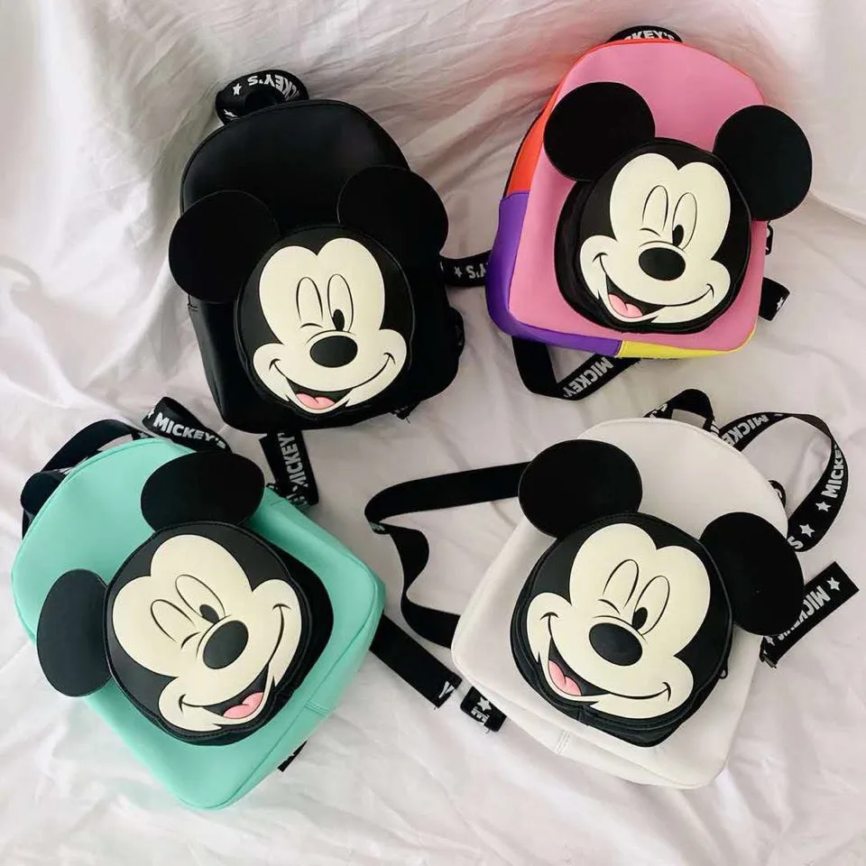 Mickey Mouse Kids Backpack Trendy Fashion Children Boy Girl Kindergarten Student School Bag Cartoon Pattern Double Shoulder Bags