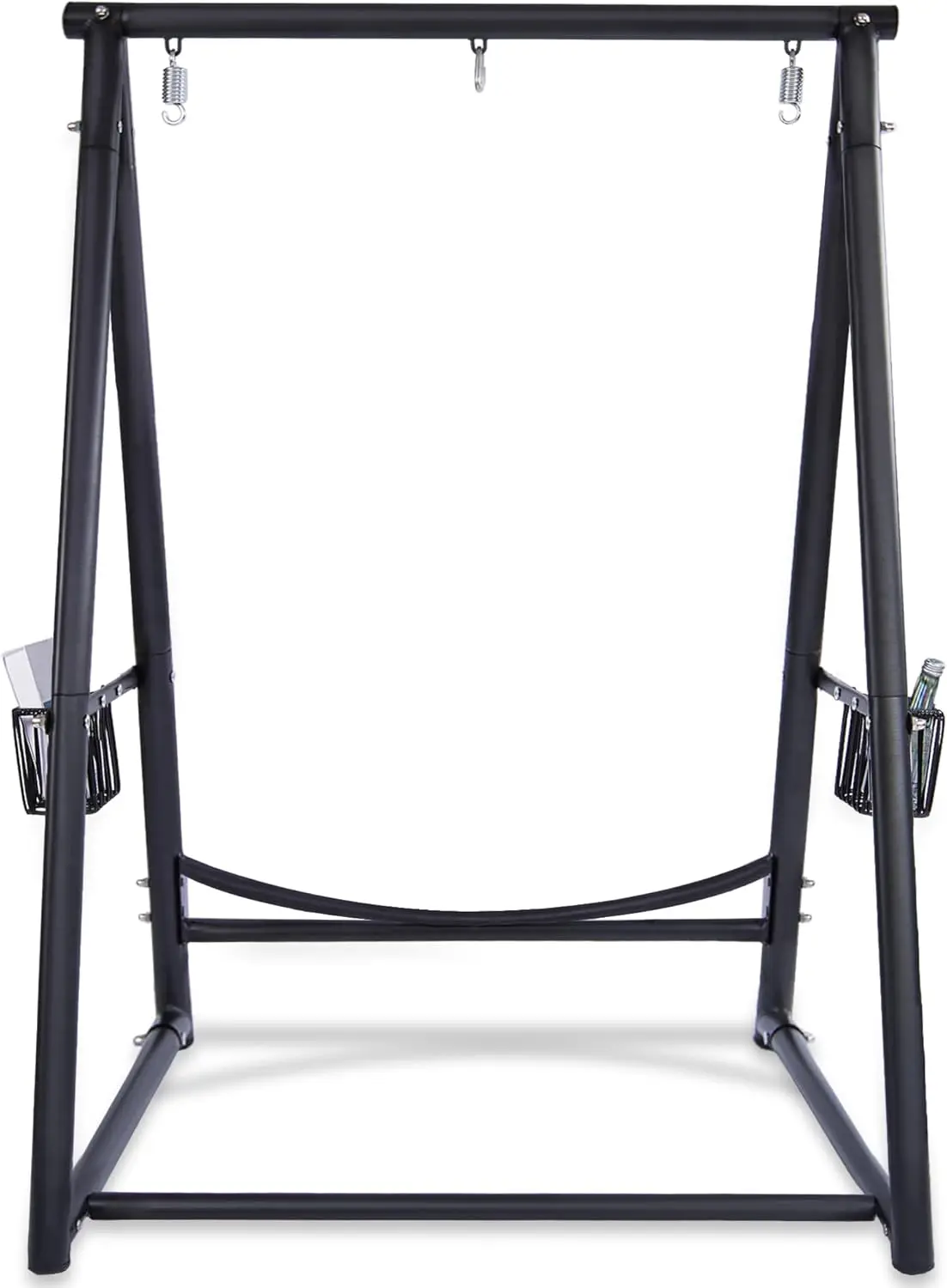 

Reinforced Base & Triangular Structure Hammock Stand with 2 Storage Baskets, Swing Stand with 3 Hooks Fit for Most Hanging Chair