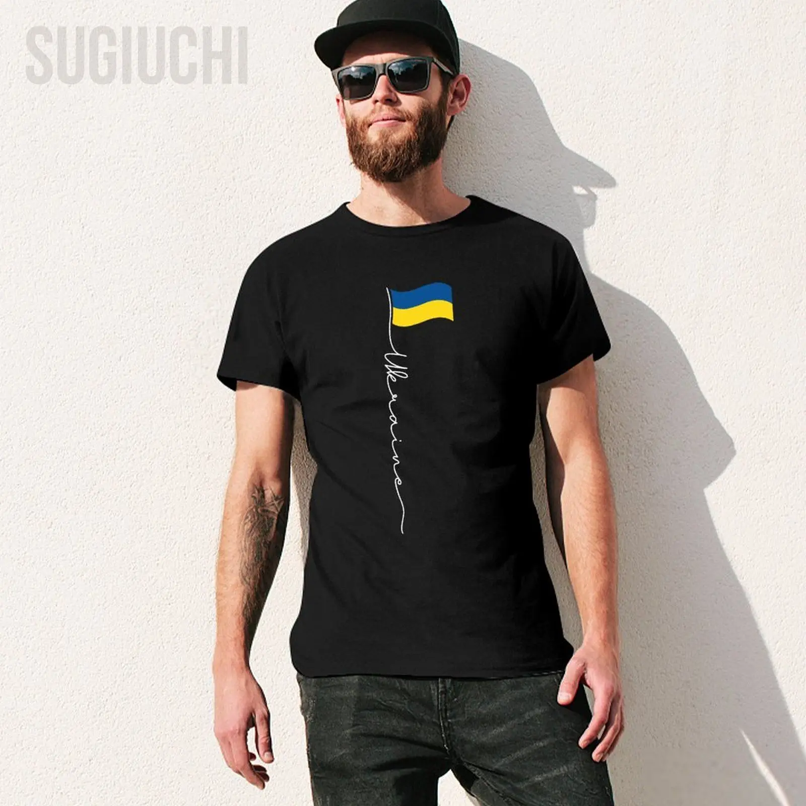 Unisex Men Ukraine Signature Flag Pole - Patriotic Ukrainian Flag Tshirt Tees T Shirts Women Boys 100% Cotton T-Shirt