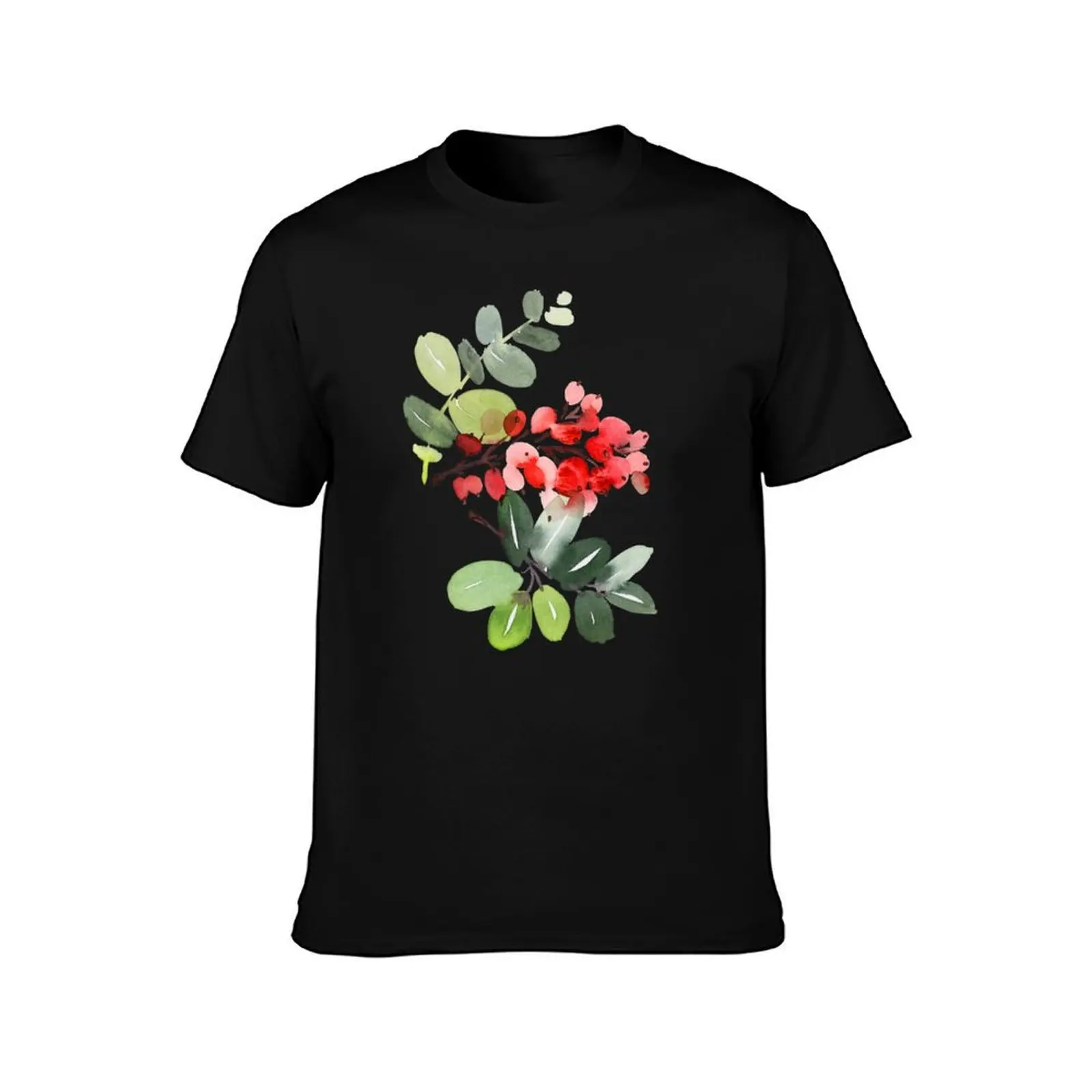 Watercolour Rowan Berries T-Shirt Christmas Casual Tee Shirt T-Shirt