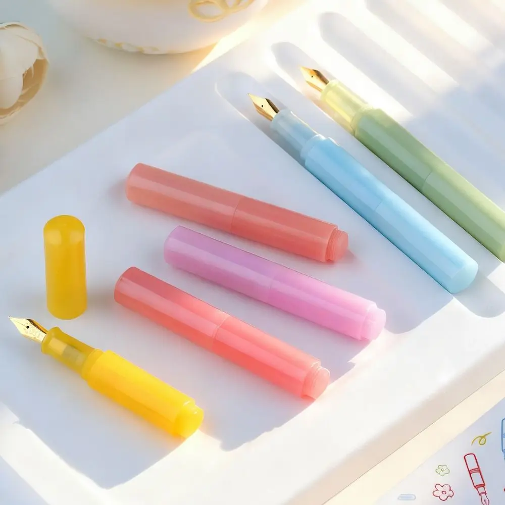 

New Mini Fountain Pen EF/F/Glass Nib Glitter Bling Dip Pen Candy Color Ink Pen School Supplies