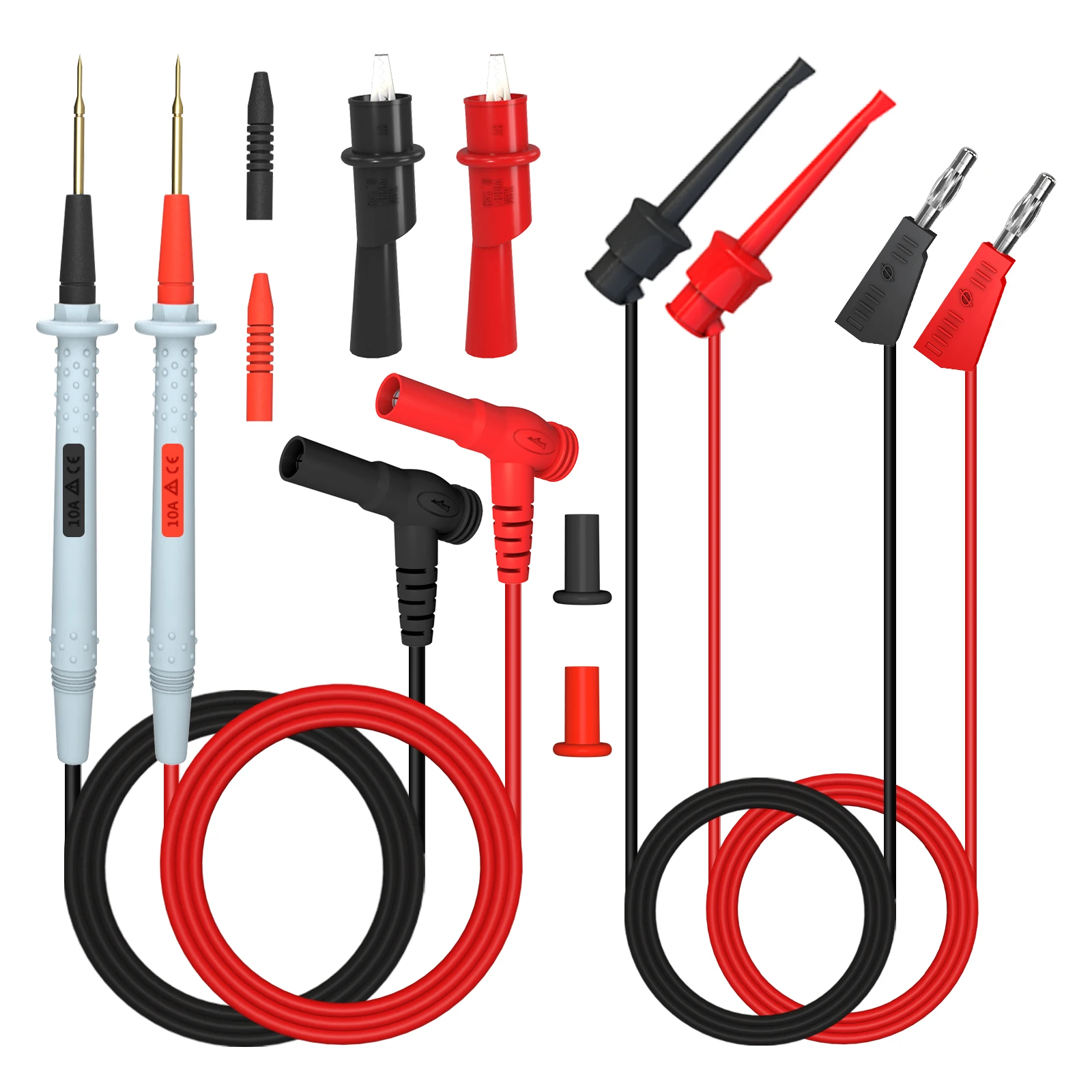 YPioneer P1506C Multimeter Test Leads Kit with Push On Alligator Clips Stackable Banana Plug to Minigrabber Test Hook Cable Set