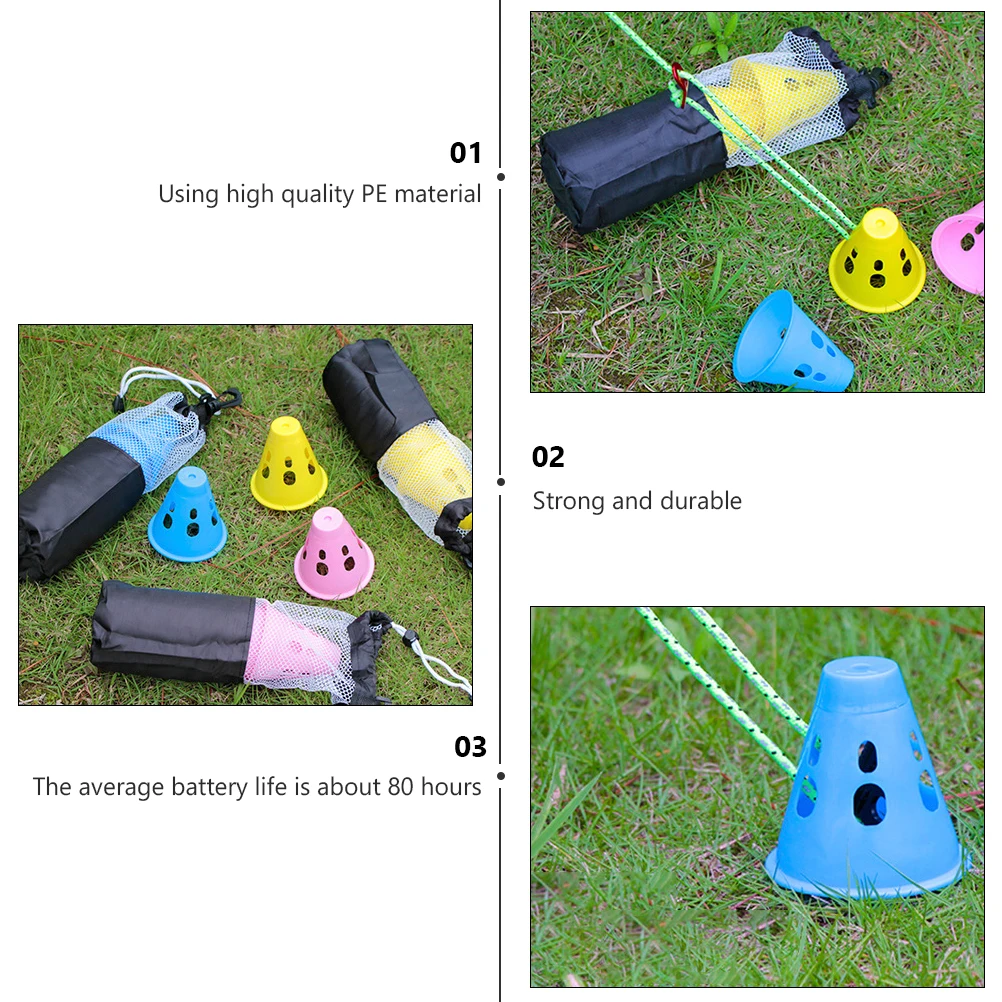 

6pcs Tent Nail Warning Caps Colorful Outdoor Camping Lanterns Rainproof Pe Nail Covers 80H Anti-Fall Tent Accessories
