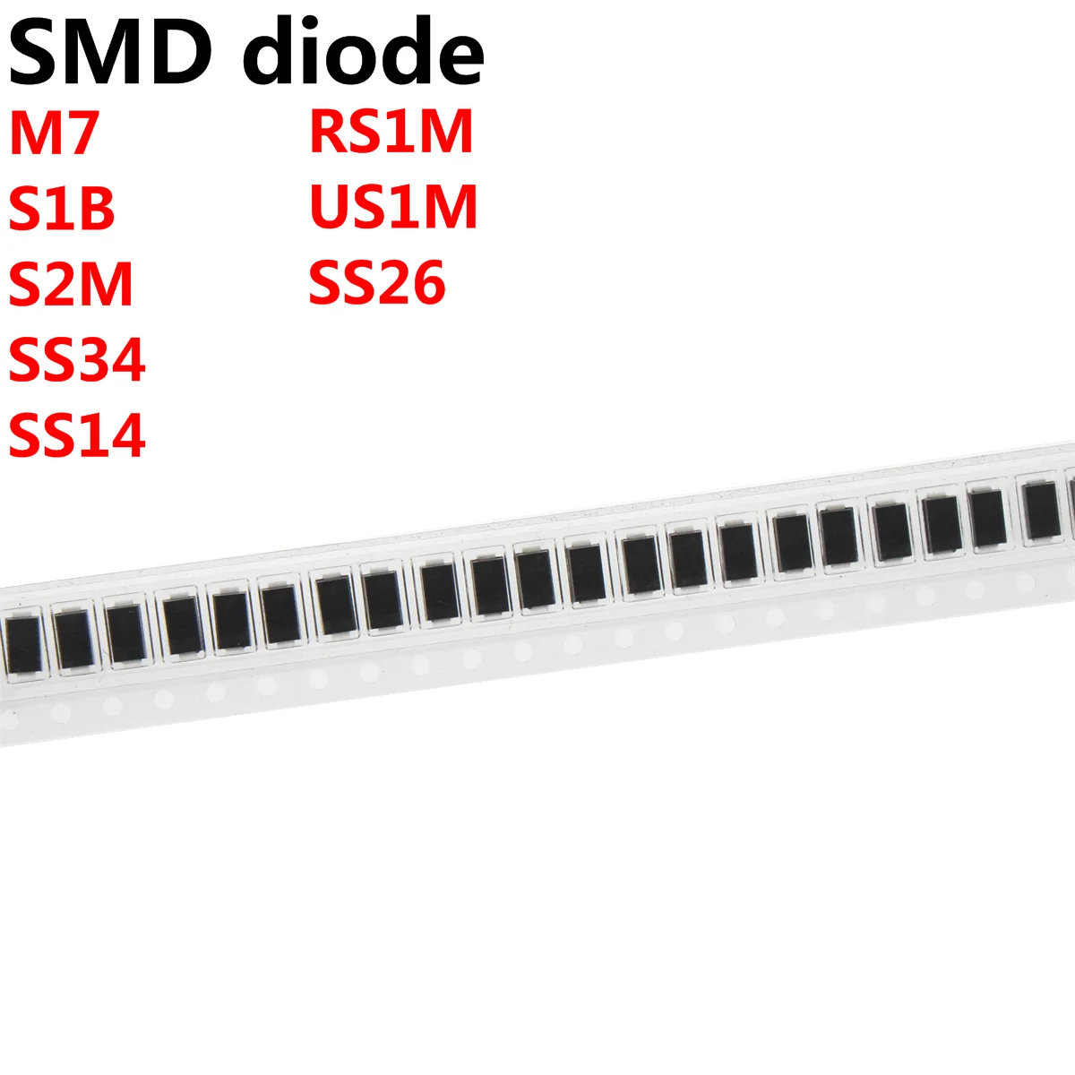 200PCS DIODE SMD M7 SS34 SS14 S1B RS1M S2M US1M SS26 SMA