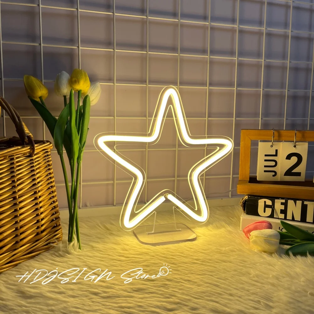 Star Neon Sign Led Lighting Night Light Decor Table Led Sign USB Led Neon Bedroom Home Room Decor Dream Led
