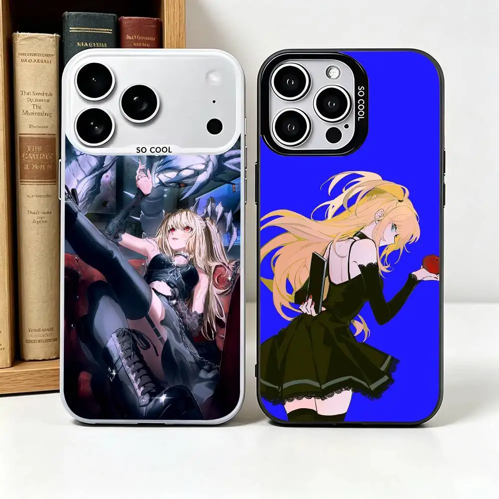 

Anime Death Note Misa Amane Phone Case For iPhone 17,16,15,14,13,12,11 Plus Pro Max Colored Silver Funda Bumbe